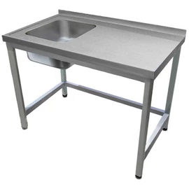 1000mm 1 medencés nagykonyhai mosogató jobb oldali csepegtetővel, 500x400x250mm medencével, lábra állítva, r.m. acél