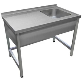 1000mm 1 medencés nagykonyhai mosogató bal oldali csepegtetővel, 500x400x250mm medencével, lábra állítva, takaróköpennyel, r.m. acél