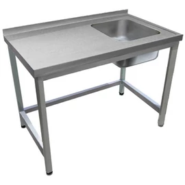 1000mm 1 medencés nagykonyhai mosogató bal oldali csepegtetővel, 500x400x250mm medencével, lábra állítva, r.m. acél