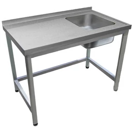 1000mm 1 medencés nagykonyhai mosogató bal oldali csepegtetővel, 500x500x300mm medencével, lábra állítva, r.m. acél