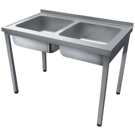 1000mm 2 medencés nagykonyhai mosogató 400x400x250mm medencékkel, lábra állítva, r.m. acél