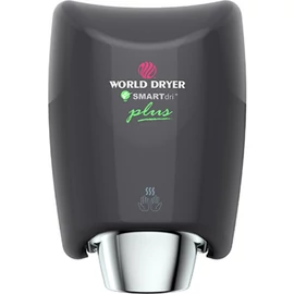 WORLD DRYER SMARTdri Plus okos kézszárító, állítható sebesség és fűtőszál, 400-1200W, 10mp, fekete, K48-162P