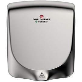 Q-973A WORLD DRYER VERDEdri villámgyors kézszárító, rozsdamentes acél, selyem,  950 W, 12 mp, 85 dB