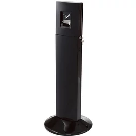 Szabadon álló hamuzó állomás, 6L fém tartály, zárható, alumínium / r.m. acél, fekete Uni-Koat időjárásálló borítás