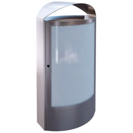 CAPITAL 61231 vandálbiztos kültéri álló hulladékgyűjtő infotáblával 50L fém rekesszel, fedeles, 2mm r.m. acél, selyem