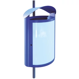 CAPITAL 71111 vandálbiztos kültéri függő/fali kuka infotáblával 50L fém rekesz, fedél, csőre rögzíthető, 1,5-2mm acél, kék