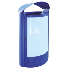 CAPITAL 71511 vandálbiztos kültéri álló szemetes infotáblával, 65L fém rekesszel, fedeles, 1,5-2mm acél, kék