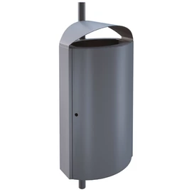 CAPITAL 85111 vandálbiztos kültéri függő/fali szemetes 60L fém rekesz, fedeles, csőre rögzíthető, 1,5-2mm acél, DB 702 sötétszürke