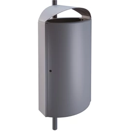 KENDO 65111 extra vandálbiztos kültéri függő/fali kuka 60L fém rekesz, fedeles, csőre rögzíthető, 2-4mm acél, graffitiálló, sötétszürke