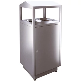 SKYLINE S200D-IL prémium kültéri szelektív szemetes fedővel 2x100L fém rekeszekkel, zárható, önoltó, 1,5mm r.m. acél