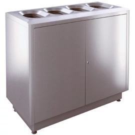 SKYLINE S400-IL prémium szelektív hulladékgyűjtő 4x100L belső fém rekesszel, zárható, önoltó, 1,5mm r.m. acél