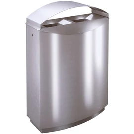 TEMPTATION FF2D kültéri vandálbiztos szelektív hulladékgyűjtő fedéllel, 2 állás, 2x50L rekesz, zárható, önoltó, 1,5mm r.m. acél