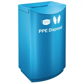 TEMPTATION FFJ1-PPE JUMBO vandálbiztos kuka egyszerhasználatos higiénés hulladéknak, 100L, zárható, önoltó, világoskék, r.m. acél