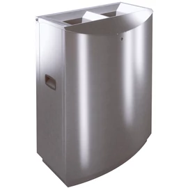 TEMPTATION FFW2 vandálbiztos hulladékgyűjtő falsíkra felfekvő kialakítással, 2x50L belső fém rekesz, zárható, önoltó, 1,5mm r.m. acél