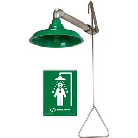 Fali sürgősségi vészzuhany egység AXION öblítőfejjel, húzókaros működtetéssel, ABS műanyag tállal