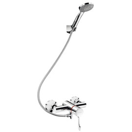 DELABIE SECURITHERM Securitouch termosztatikus zuhanycsaptelep KIT szekvenciális, szigetelt burkolatú keverővel, kézizuhannyal L=0,85 m, zuhanytartó rúddal, automata leeresztőszeleppel, fali