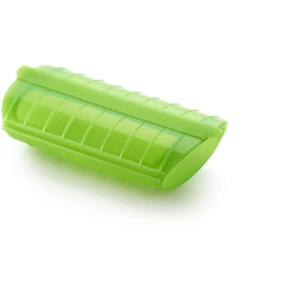 Lékué Microwave Steam Cooker mikrohullámú sütőbe szilikon gőzpároló edény, 1-2 főre, tálcával, platina szilikon, világos zöld - 880186