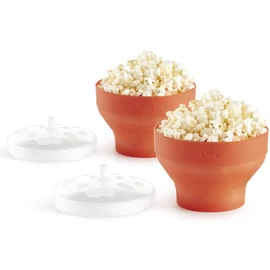 Lékué Mini Microwave Popcorn Maker mini popcorn készítő 2db-os szett, fedővel, 2x700ml, összecsukható, szilikon, piros - 881664