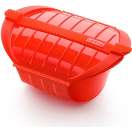 Lékué Deep Microwave Steam Cooker mikrohullámú sütőbe szilikon gőzpároló edény, 3-4 főre, mélyített kialakítással, piros - 881824