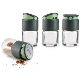 Lékué Spice Shakers Set of 4 üveg fűszerszóró tartály szett, 4db-os, 80ml, két szórástípus, műanyag, színtelen/szürke - 883309