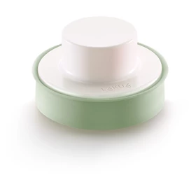 Lékué Veggie Burger Mould zöldség burgerpogácsa formázó, tapadásmentes szilikon gyűrűvel és felső nyomóelemmel, D=111mm, műanyag, fehér/zöld - 884443