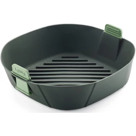 Lékué Air Fryer Basket XL flexibilis szilikon sütőkosár fogantyúkkal 5L-6,5L forrólevegős sütőbe, 253x85x253mm, formakövető és zsiradék elvezető kialakítás, sötétszürke - 887123