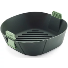 Lékué Air Fryer Basket L szilikon sütőkosár fogantyúkkal 3,5L-5L forrólevegős sütőbe, 230x85x230mm, formakövető és zsiradék elvezető kialakítás, sötétszürke - 887147