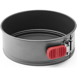 Lékué Non-Stick Springform Cake Tin tapadásmentes kerek csatos tortaforma, D=200mm, lecsatolható palást, kivehető alj, acél, szilikon piros fogantyú, szürke - 887307