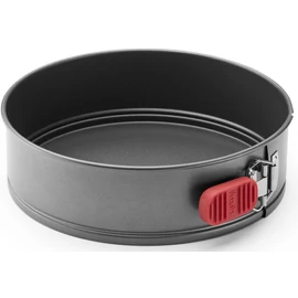 Lékué Non-Stick Springform Cake Tin tapadásmentes kerek csatos tortaforma, D=240mm, lecsatolható palást, kivehető alj, acél, szilikon piros fogantyú, szürke - 887345