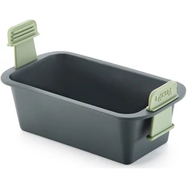 Lékué Air Fryer Rectangular Basket szilikon sütőkosár 5L+ Air Fryer forrólevegős sütőbe, keskeny, téglalap alakú, 200x85x110mm, sötétszürke test, zöld fogantyú - 890260