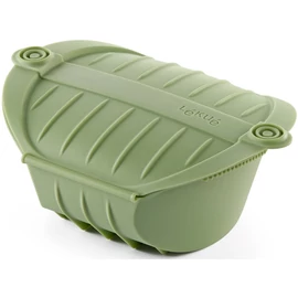Lékué Large Steam Cooker mély szilikon gőzpároló edény, 1-2 főre, csúszásgátló fogantyúval, mikrohullámú sütőbe és hagyományos sütőbe is, zöld - 890666