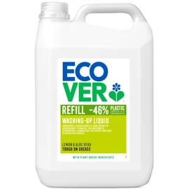 ECOVER Washing Up Liquid kézi mosogatószer erős zsíroldó hatással, utántöltő kanna, Citrom - Aloe Vera illatú, 5L/kanna