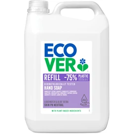 ECOVER Hand Soap bőrbarát kézmosó folyékonyszappan, környezetbarát, biológiailag lebomló és vegán összevetőkkel, utántöltő kanna, Levendula - Aloe vera illatú, 5L/kanna