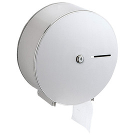 Nagytekercses ipari WC-papír tartó 190-230mm átmérőjű mini-midi tekercsekhez, D=275mm, r.m. acél, selyem