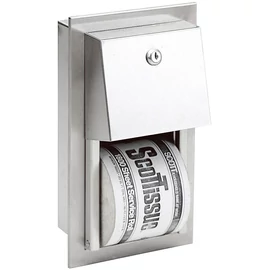 Beépített kistekercses WC-papír adagoló, r.m. acél, matt, 2 tekercses