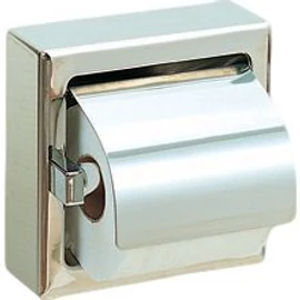 Fali WC-papír tartó  fedővel, fém kerettel, 1 tekercses, r.m. acél, selyem, INOX