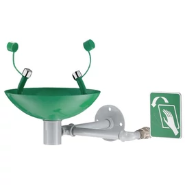 DELABIE fali sürgősségi szemmosó egység, rozsdamentes acél tállal, zöld