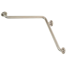 90°-ban hajlított vízszintes sarokkapaszkodó, 700*700 mm-es, 3 ponton rögzített, rozsdamentes acél, fényes, takarótárcsával