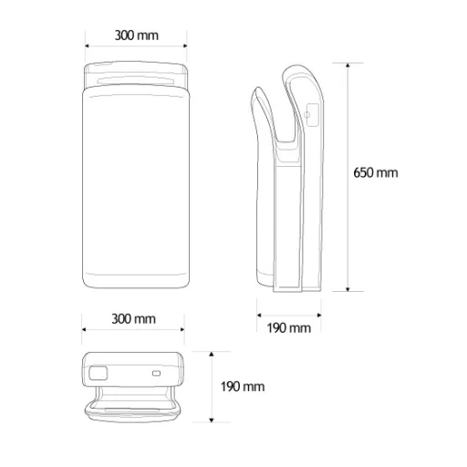 BIO JET légborotva jellegű, dupla oldalú, turbó kézszárító, műanyag, fehér, 1150 W, 10-12 mp, 65 dB