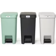   Brabantia StepUp szelektív hulladékgyűjtő szett, 3db pedálos szemetes, 16L - D méret, 91% újrahasznosított műanyag - SU16L-SET