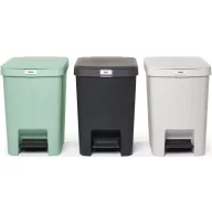   Brabantia StepUp szelektív hulladékgyűjtő szett, 3db pedálos szemetes, 25L - J méret, 91% újrahasznosított műanyag - SU25L-SET