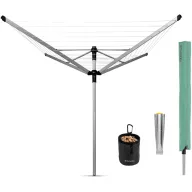   Brabantia Rotary Dryer Lift-O-Matic Advance kerti ruhaszárító 50m, UV-álló, forgatható, D=50mm, ultra könnyen állítható magasság, földbe szúrható, védőzsák, csipesztartó, metál szürke - 100246