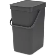   Brabantia Sort & Go konyhai szemetes felnyitható fedéllel, fogantyúval szelektív és komposzt gyűjtéséhez, 12L - C méret, sötétszürke - 109805