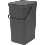   Brabantia Sort & Go konyhai szemetes felnyitható fedéllel, fogantyúval szelektív és komposzt gyűjtéséhez, 16L - D méret, sötétszürke - 109966