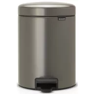   Brabantia NewIcon pedálos hulladékgyűjtő szagmentesen záródó Soft-Close fedél, műanyag tartály, 5L - W méret, acél, platinaszürke - 112683