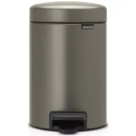   Brabantia NewIcon pedálos hulladékgyűjtő szagmentesen záródó Soft-Close fedél, műanyag tartály, 3L - V méret, acél, platinaszürke - 113246