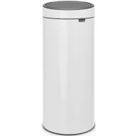   Brabantia Touch Bin New Soft-Touch nyomófedeles hulladékgyűjtő belső tartállyal, kerek, 30L - G méret, acél, fehér - 115141