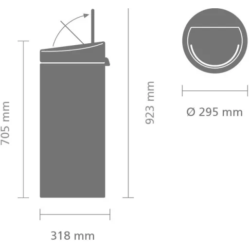 H=705mm, D=295mm.