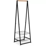   Brabantia Linn Clothes Rack Small ruhatartó állvány, 606x1900x570mm kis méret, 2db állítható magasságú rácsos polc, bambusz rúd, acél váz, fekete - 118203