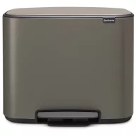   Brabantia Bo Pedal Bin pedálos szelektív hulladékgyűjtő szagmentesen záródó Soft-Close fedél, műanyag tartály, 3x11L - X méret, acél, platinaszürke - 121067